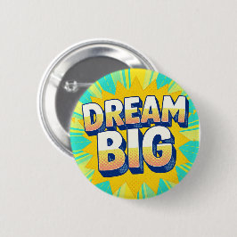 Retro lettering dream big text 缶バッジ