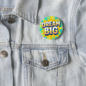 Retro lettering dream big text 缶バッジ (インサイチュ)