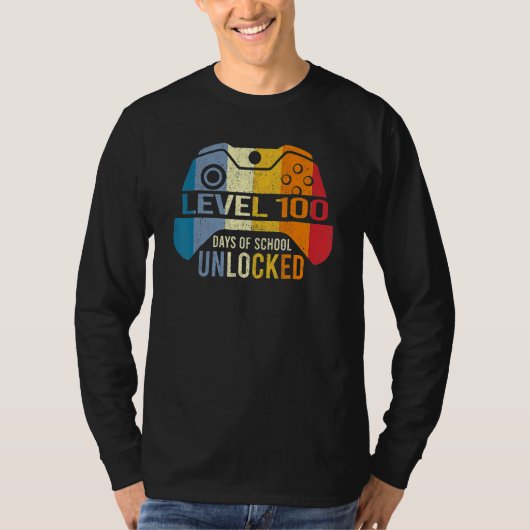 Retro Level 100 Days Of School Unlocked 100th Day Tシャツ (正面)