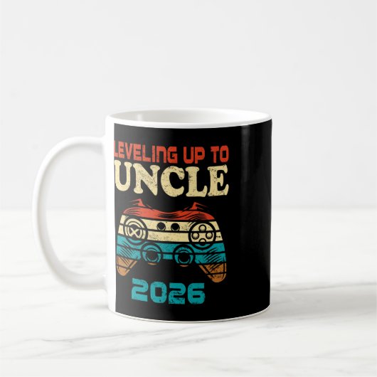 Retro Leveling Up To Uncle 2026 Pregnancy Announce コーヒーマグカップ (左)