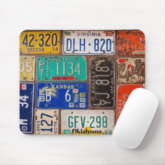 retro license plate collection マウスパッド (マウス)