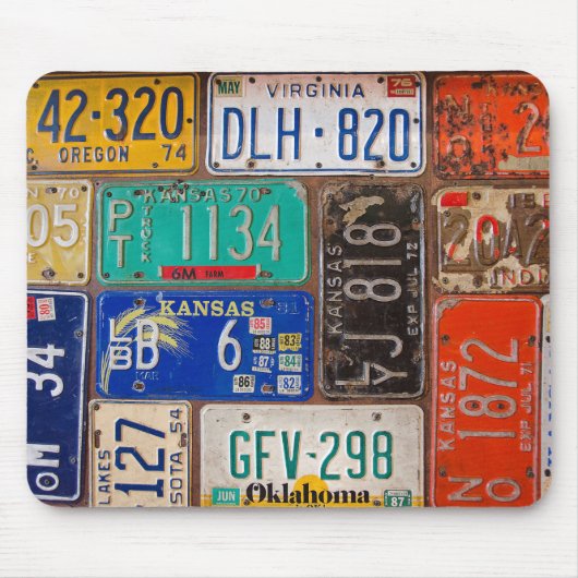 retro license plate collection マウスパッド (正面)