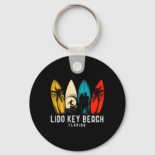 Retro Lido Key Beach Florida Surfboarder Design Fo キーホルダー (正面)