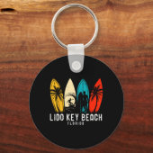 Retro Lido Key Beach Florida Surfboarder Design Fo キーホルダー (正面)