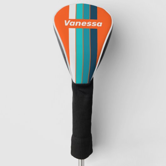 Retro Lifeguard Pin Striped with Name ゴルフヘッドカバー (正面)