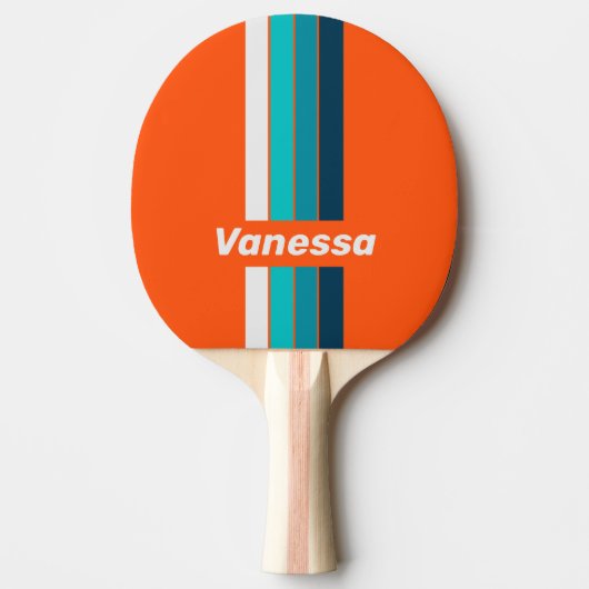 Retro Lifeguard Pin Striped with Name 卓球ラケット (正面)