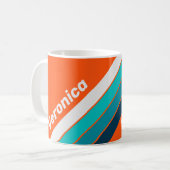 Retro Lifeguard Stripes with Name コーヒーマグカップ (正面左)