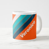Retro Lifeguard Stripes with Name ジャンボコーヒーマグカップ (正面右)