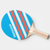 Retro Light Sky Blue Angled Striping with Name 卓球ラケット (横)