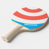 Retro Light Sky Blue Circle Stripe with Name 卓球ラケット (正面アングル)