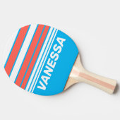 Retro Light Sky Blue Horizon Striping with Name 卓球ラケット (横)