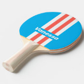 Retro Light Sky Blue Pin Stripes with Name 卓球ラケット (正面アングル)