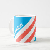 Retro Light Sky Blue Stripes with Name コーヒーマグカップ (正面左)