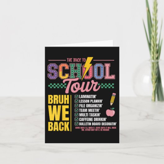 Retro Lightning Bolt Abcd Back To School Tour Teac カード (正面)