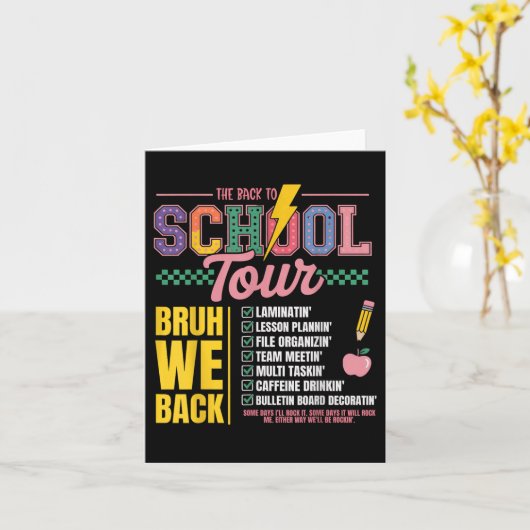 Retro Lightning Bolt Abcd Back To School Tour Teac カード (黄色い花)