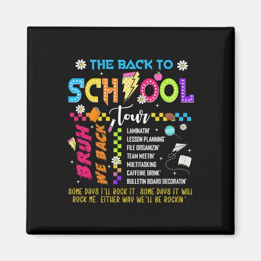 Retro Lightning Bolt Abcd Back To School Tour Teac マグネット (正面)