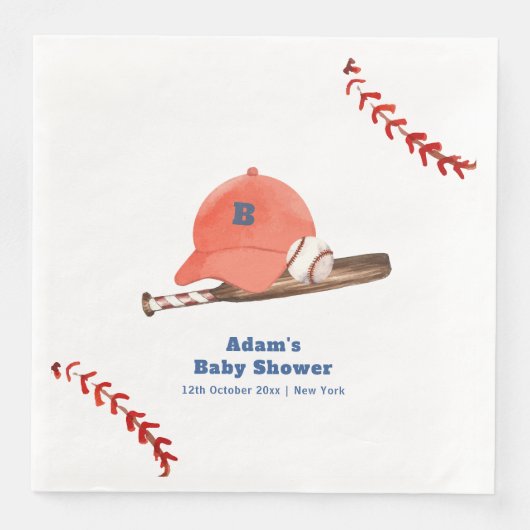 Retro LIttle Slugger Baseball Boy Baby Shower (正面)