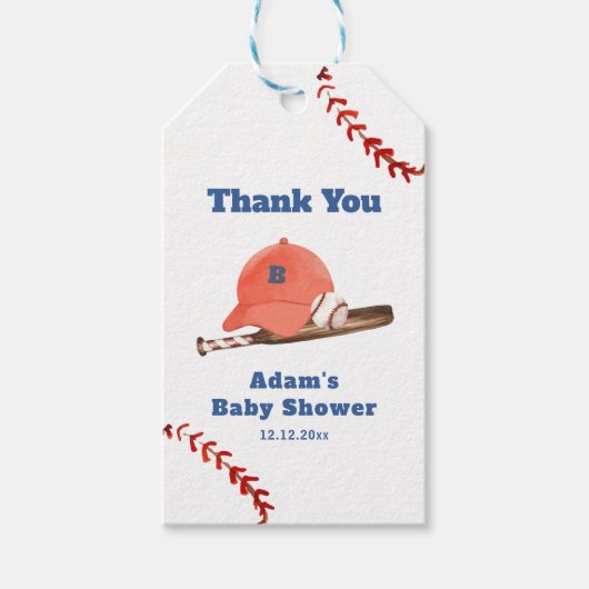 Retro LIttle Slugger Baseball Boy Baby Shower  ギフトタグ (正面)