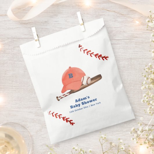 Retro LIttle Slugger Baseball Boy Baby Shower  フェイバーバッグ (クリップ留めされた状態)