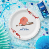 Retro LIttle Slugger Baseball Boy Baby Shower  ペーパープレート (パーティー)