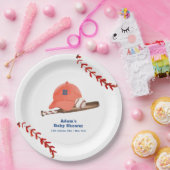 Retro LIttle Slugger Baseball Boy Baby Shower  ペーパープレート (パーティー)