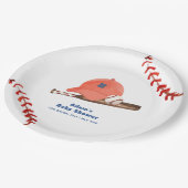 Retro LIttle Slugger Baseball Boy Baby Shower  ペーパープレート (アングル)