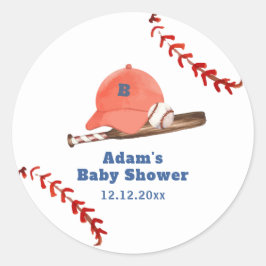 Retro LIttle Slugger Baseball Boy Baby Shower  ラウンドシール