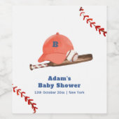 Retro LIttle Slugger Baseball Boy Baby Shower ワインラベル (シングルラベル)