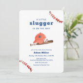 Retro Little Slugger Baseball Sport Baby Shower 招待状 (スタンド正面)