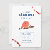 Retro Little Slugger Baseball Sport Baby Shower 招待状 (正面)