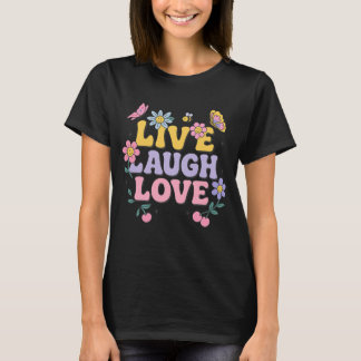 Retro “Live Laugh Love” Cartoon Art Tシャツ