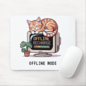 Retro Lofi PixelArt Sleeping Cat Offline Mouse Pad マウスパッド (マウス)