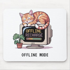 Retro Lofi PixelArt Sleeping Cat Offline Mouse Pad マウスパッド