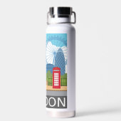 Retro London skyline Landmarks ウォーターボトル (背面)