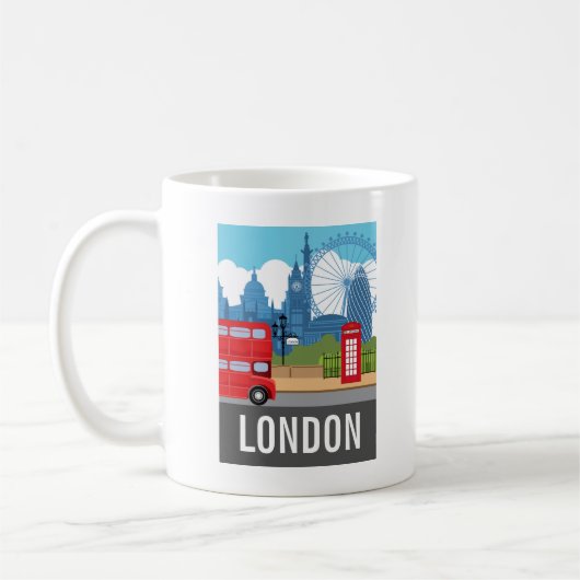 Retro London Tea Iconic Landmarks コーヒーマグカップ (左)