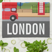 Retro London Tea Towel – Iconic Landmarks キッチンタオル (折り畳み)