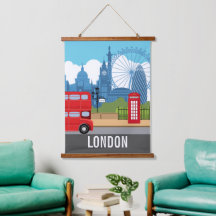 Retro London travel print – Iconic Landmarks