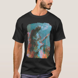 Retro Lone Guitarist Vintage Floral Music Art. Tシャツ