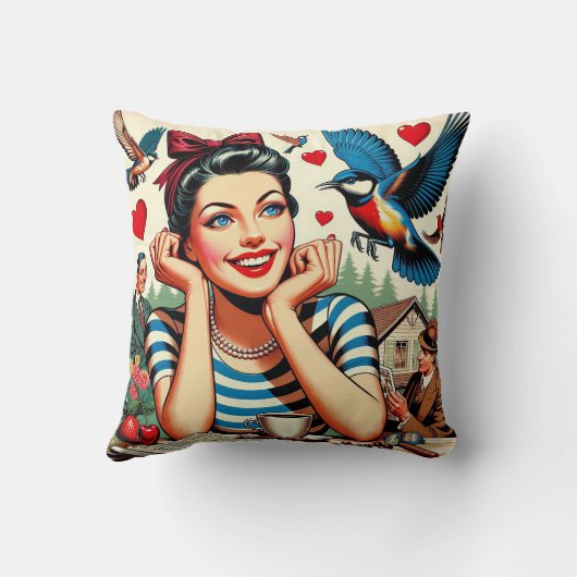 Retro Love Birds  クッション (裏面)