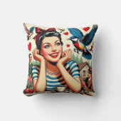 Retro Love Birds  クッション (正面)