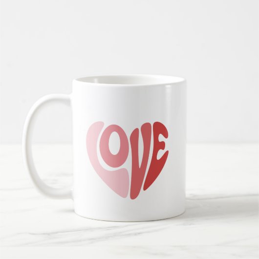 Retro Love Heart Valentine Typography コーヒーマグカップ (左)