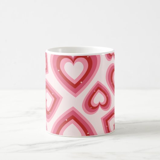 Retro Love Hearts Pattern mug コーヒーマグカップ (中央)