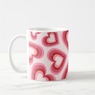 Retro Love Hearts Pattern mug コーヒーマグカップ