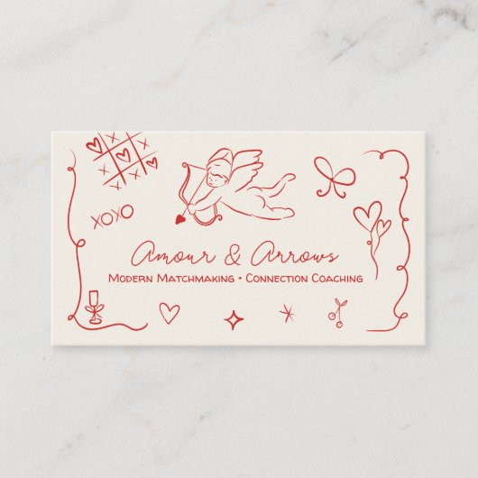 Retro Love Illustrations Matchmaking Dating Coach 名刺 (正面)