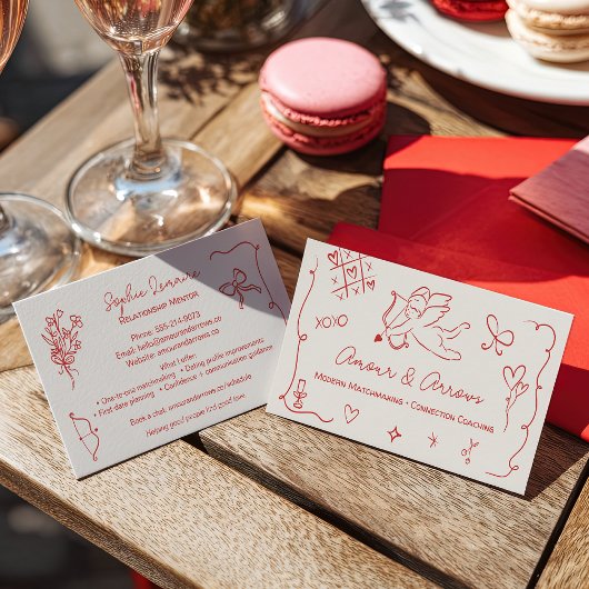 Retro Love Illustrations Matchmaking Dating Coach 名刺