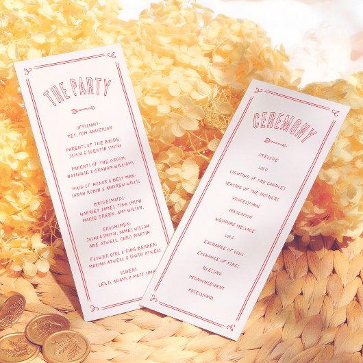 Retro Love Struck Hand Drawn Cupid Modern Wedding プログラム