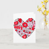 Retro Love Valentines Day Xoxo Conversation Hearts カード (黄色い花)