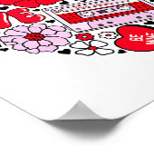 Retro Love Valentines Day Xoxo Conversation Hearts ポスター (角)