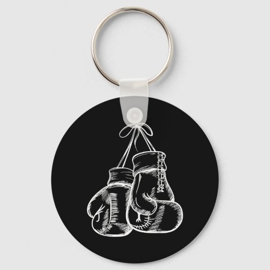 Retro Love White Boxing Gloves Boxer Gift キーホルダー (正面)