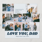 Retro Love You Dad 12 Photo Collage Blue シーズンカード (正面/裏面)